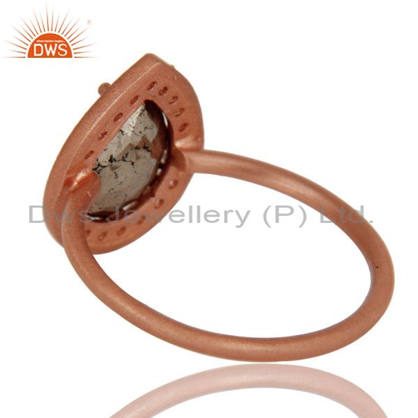 Suppliers 18K Rose Gold Plated Sterling Silver Pyrite And White Topaz Stackable Ring