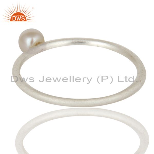 925 Solid Sterling Silver Natural White Pearl Stackable Ring