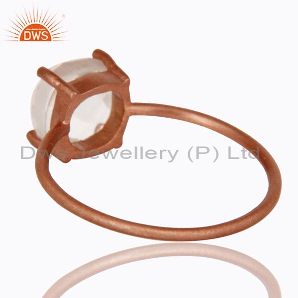 Suppliers 18K Rose Gold Plated Sterling Silver Crystal Quartz Prong Set Stacking Ring