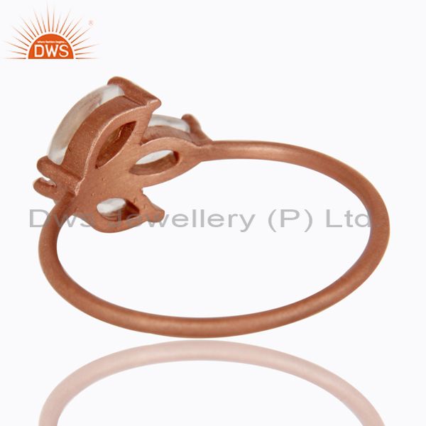 Suppliers 18K Rose Gold Plated Sterling Silver Crystal Quartz Prong Set Stackable Ring