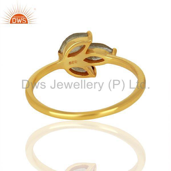 Suppliers Labradorite Gemstone Leaf Design Gold Plated Silver Rings Manufacturer