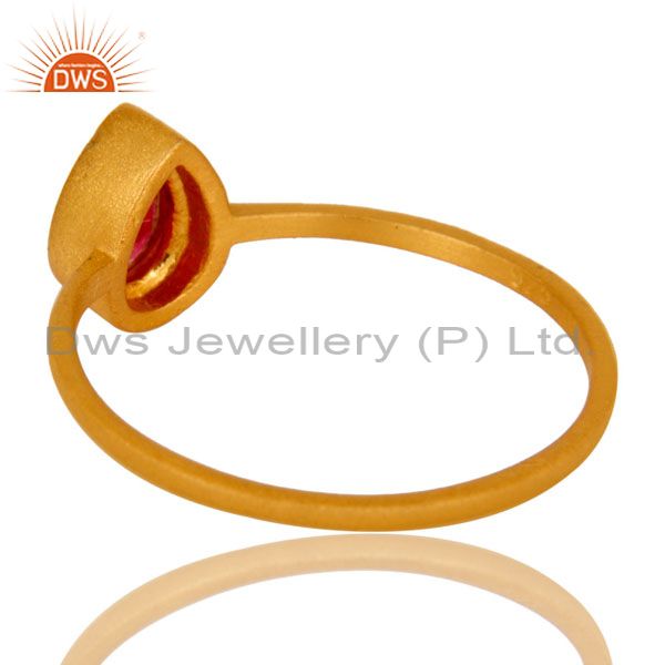 Exporter 18K Yellow Gold Plated Sterling Silver Red Aventurine Gemstone Stacking Ring