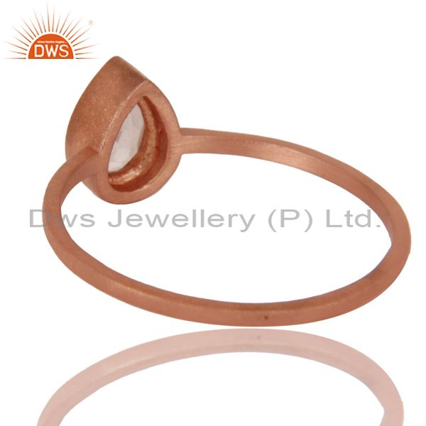 Suppliers 14K Rose Gold Plated Sterling Silver Rose Quartz Gemstone Stackable Ring