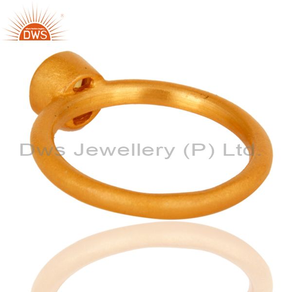 Suppliers 18K Yellow Gold Plated Sterling Silver Yellow Chalcedony Gemstone Stacking Ring