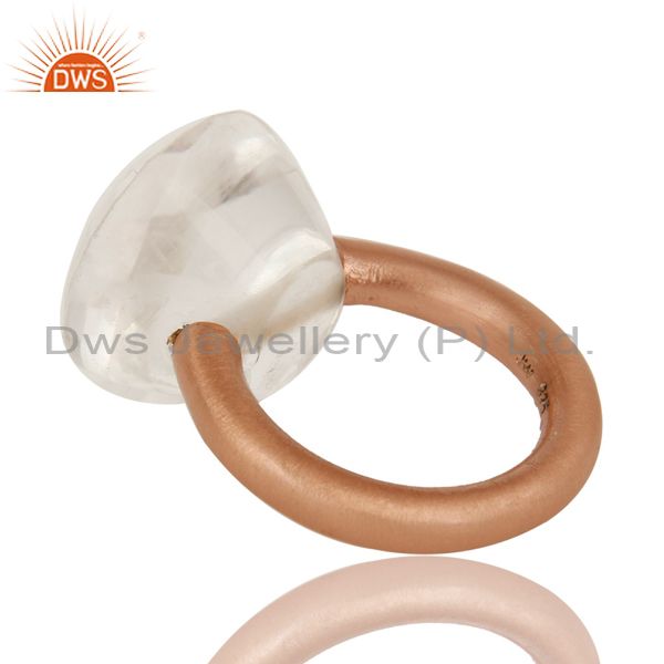 Designers 18K Rose Gold Plated Sterling Silver Crystal Quartz Stackable Ring