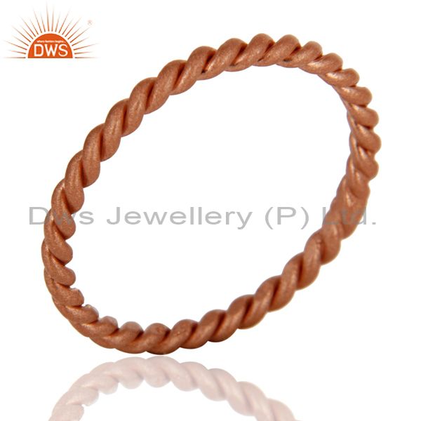 Suppliers 18K Rose Gold Plated Sterling Silver Twisted Wire Stackable Ring