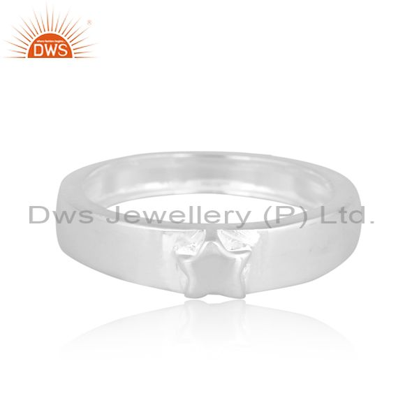 Handmade Star Embossed Fine Sterling Silver Band Style Ring