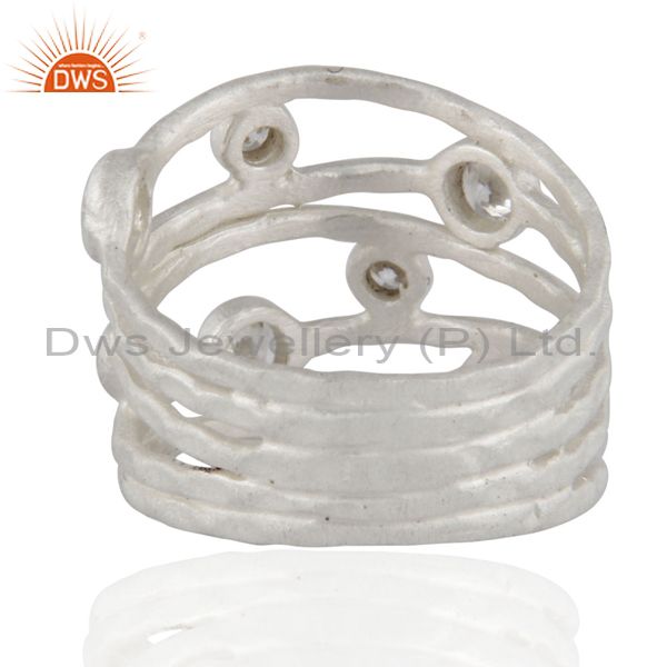 Designers Solid 925 Sterling Silver White Cubic Zirconia Party Wear Fashion Ring