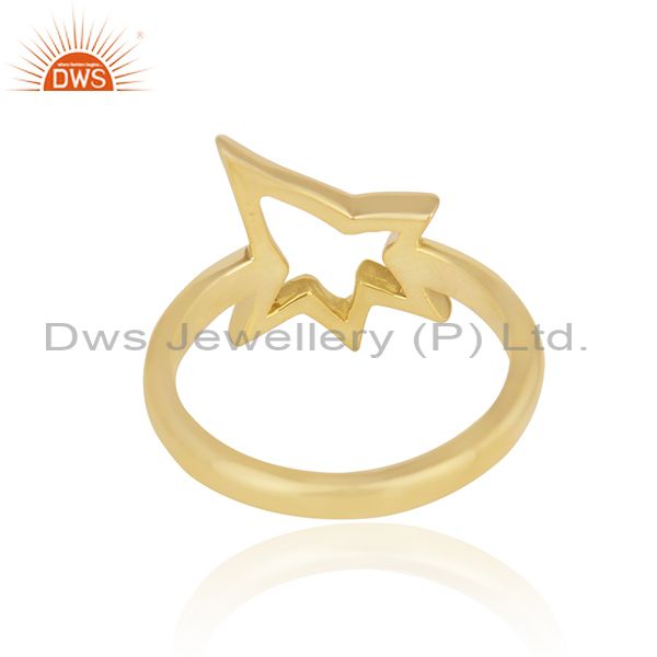 18K Yellow Gold Plated Sterling Silver Open Star Ring