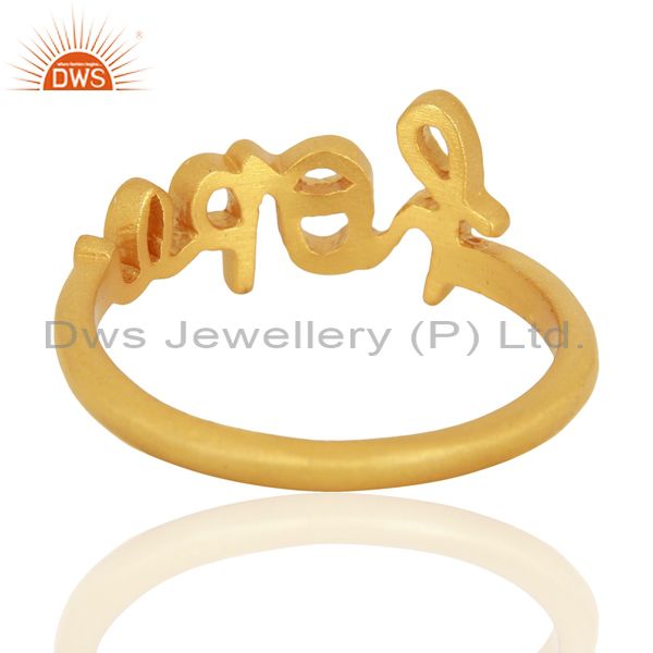 Suppliers 18K Yellow Gold Plated Sterling Silver Cursive Style Font " Hope" Ring