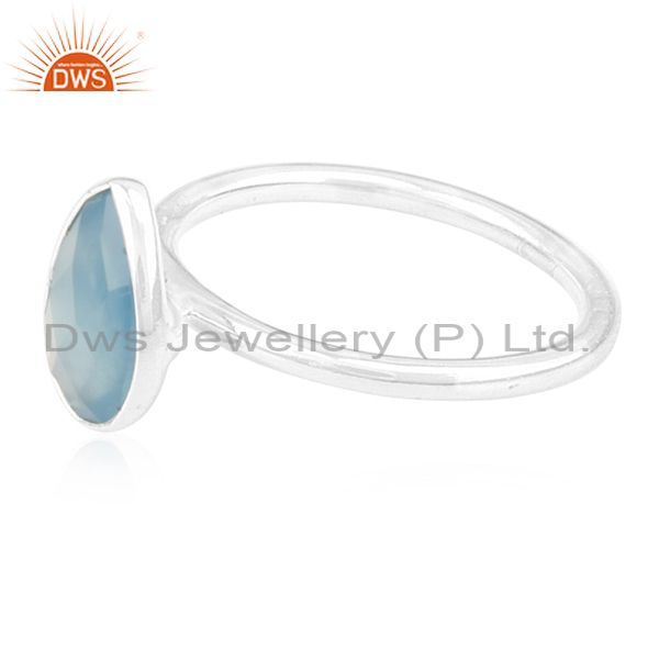 Suppliers Blue Chalcedony Gemstone 925 Silver Handmade Ring Manufacturer for Private Label