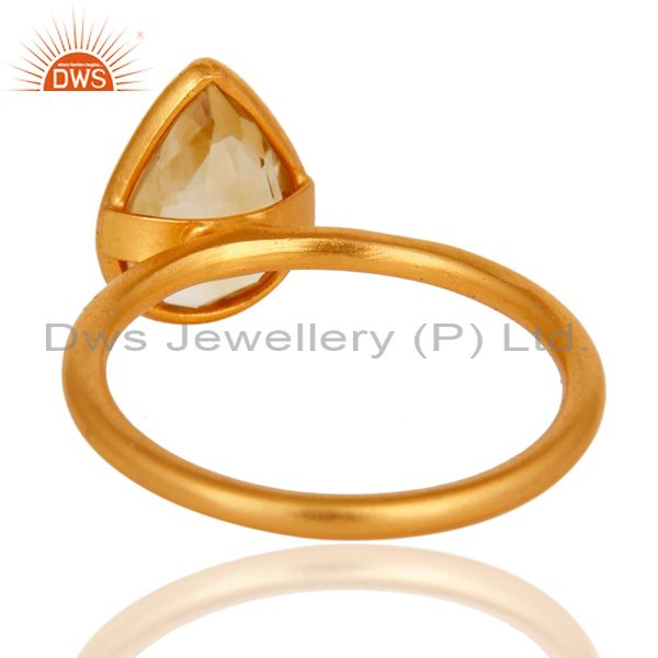 Designers 18K Yellow Gold Plated Sterling Silver Natural Citrine Gemstone Ring