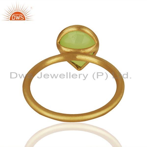 Suppliers Prehnite Chalcedony Gemstone Gold Plated Silver Ring Jewelry Supplier