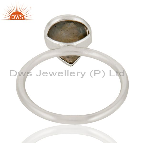 Designers 925 Solid Sterling Silver Labradorite Gemstone Bezel Set Drop Ring