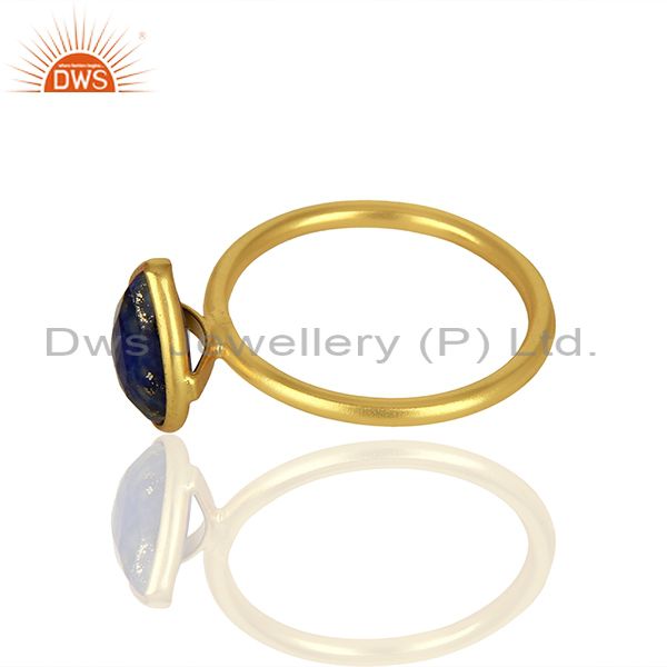 Suppliers 18K Yellow Gold Plated Sterling Silver Lapis Lazuli Gemstone Drop Stackable Ring