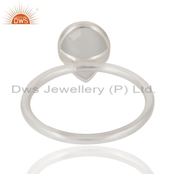 Designers Genuine 925 Sterling Silver White Moonstone Bezel Set Drop Ring