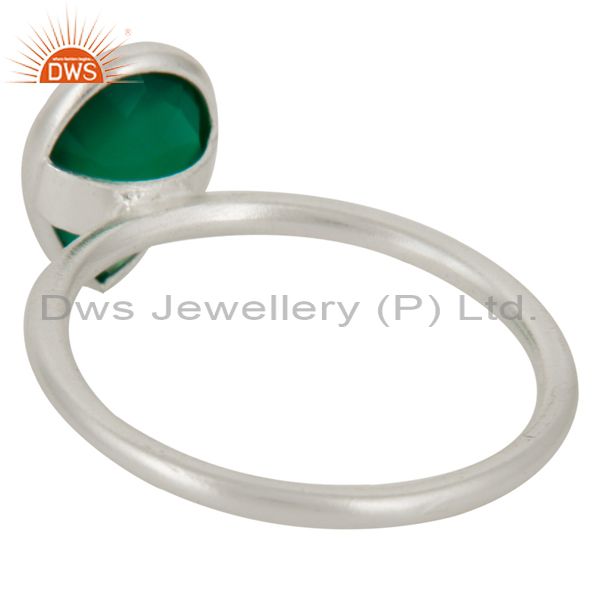 925 Sterling Silver Green Onyx Gemstone Bezel Set Ring