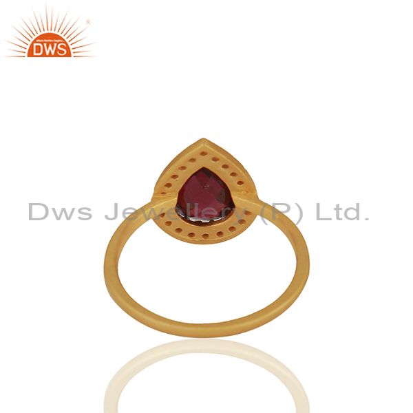 Suppliers Natural Garnet and White Topaz Gemstone Gold Plated Silver Rings
