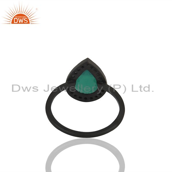 Suppliers White Topaz and Green Onyx Gemstone 925 Silver Stackable Rings Jewelry