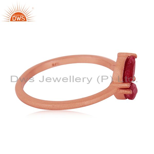 Suppliers Rose Gold Plated Sterling Silver Ruby Corundum Gemstone Ring Manufacturer India