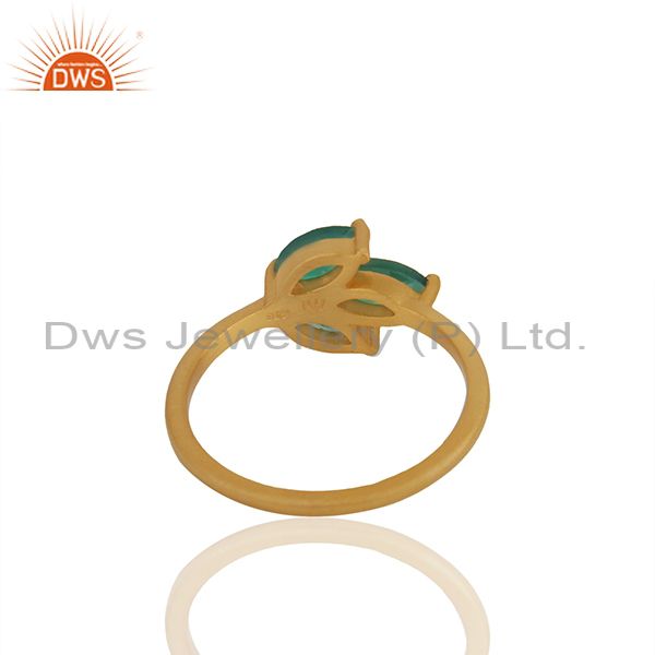 Suppliers Green Onyx Gemstone 925 Silver Gold Plated Stackable Ring Wholesale