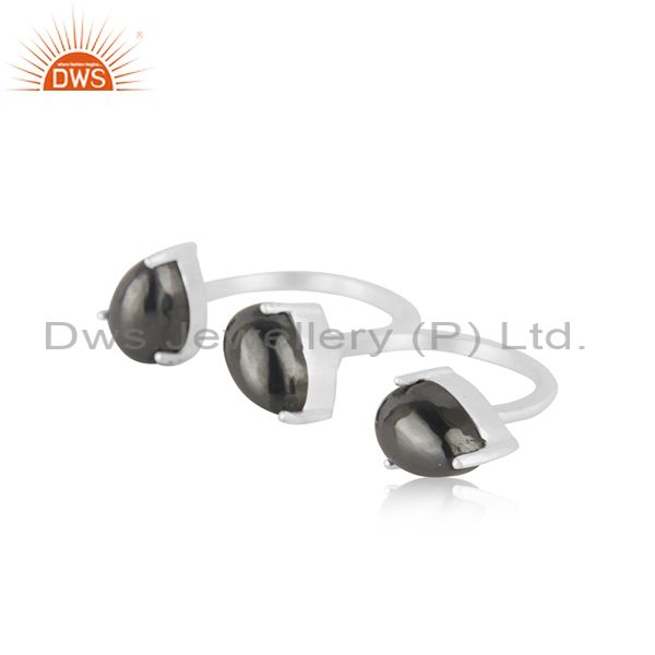 Suppliers Hematite Gemstone Wholesale Sterling Silver Double Finger Ring Jewelry