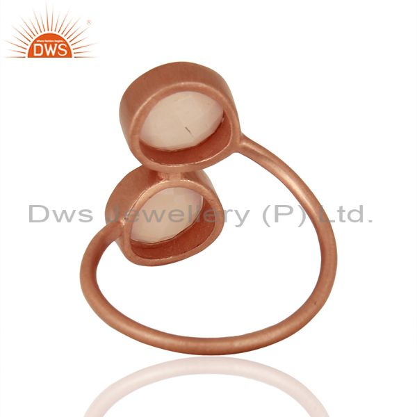 Suppliers Rose Gold Plated Rose Chalcedony Gemstone Rings Jewelry Supplier