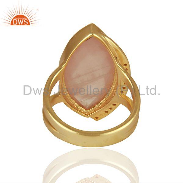 Suppliers Rose Quartz and Cz Gemstone 925 Sterling Silver Rings Manufacturers