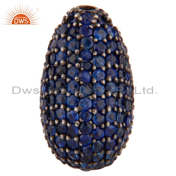 Suppliers Natural Blue Sapphire Gemstone Bead Finding Made Of 925 Sterling Silver Jewelry