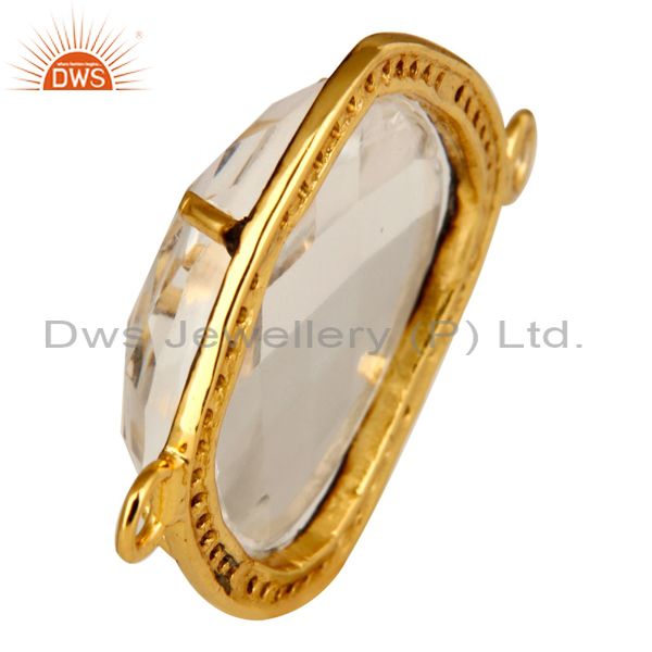 Suppliers 18K Yellow Gold Plated Sterling Silver Crystal Quartz And Pave Diamond Connector