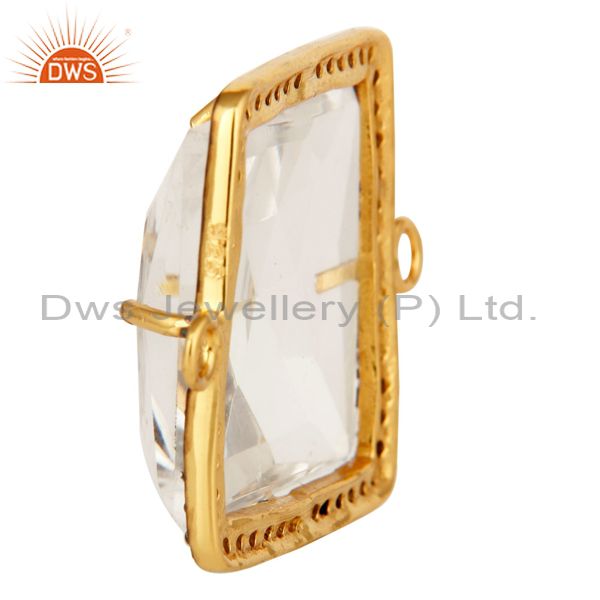 Suppliers Crystal Quartz Sterling Silver Pave Set Diamond Connector Jewelry With Gold Plat