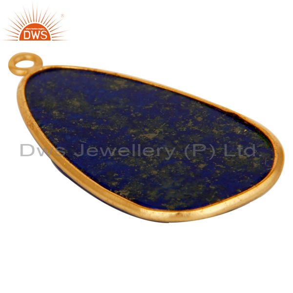 Suppliers Lapis 18K Gold Plated Sterling Silver Bezel Set Charm Pendant