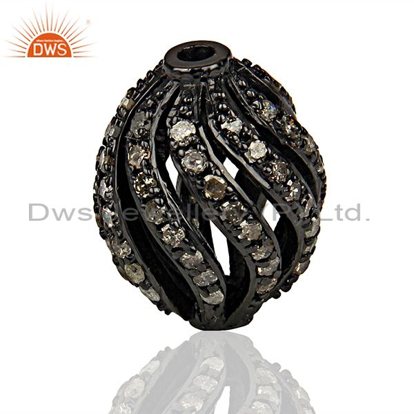 Suppliers Rhodium Plated Silver Pave Diamond Beads Findings Jewelry Supplier