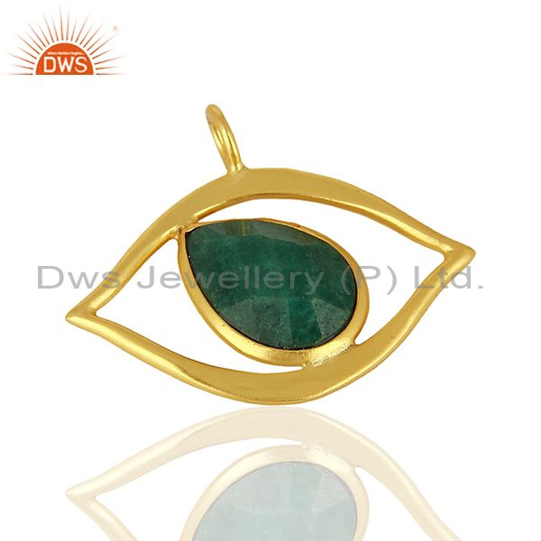 Suppliers Emerald Gemstone Gold Plated 925 Silver Pendant Jewelry Manufacturer