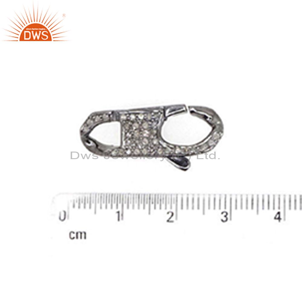 Suppliers New Both Sided Pave Diamond Clasp 925 Silver Spring lobster Lock Finding Jewelry