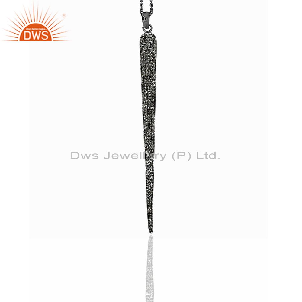 Suppliers Pave Diamond 925 Sterling Silver Fashion Chain Necklace Spike Jewelry Pendant