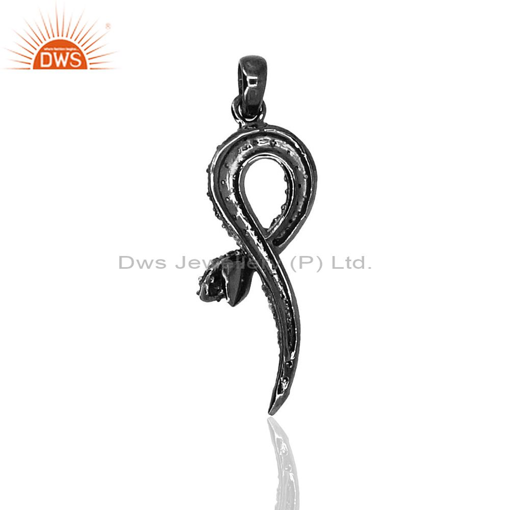 Suppliers Natural Pave Diamond Halloween Silver Charm Snake Pendant Fashion Jewelry 39x12