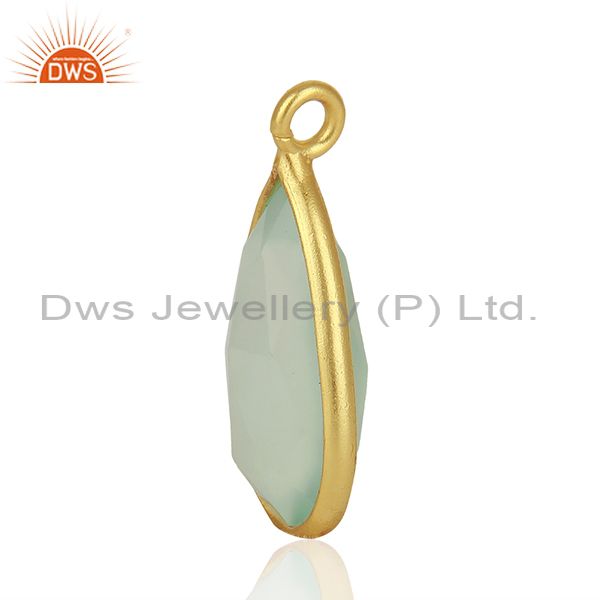 Suppliers Aqua Chalcedony Gemstone Gold Plated 925 Silver Pendant Findings