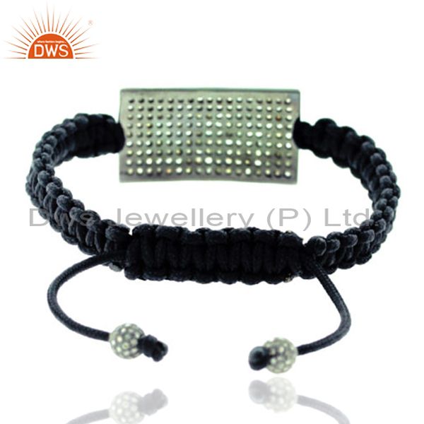 Suppliers 2.7 ct Pave Diamond 925 Sterling Silver Macrame Bracelet Christmas Gift Jewelry