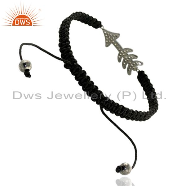 Suppliers 925 Sterling Silver Diamond Arrow Style Macrame Bracelet Handmade Gift Jewelry