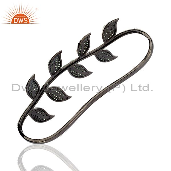 Wholesalers of Leaf style women gift palm bangle 4.6 ct tsavorite 925 silver