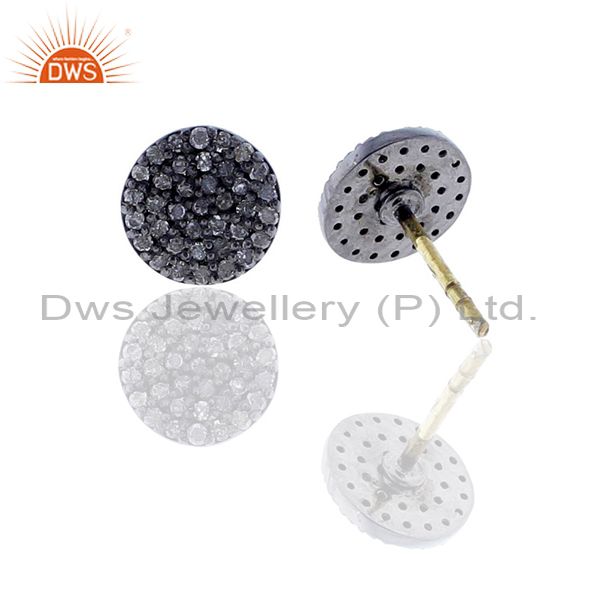 Suppliers Disc & Round Shape Diamond Stud Earrings Silver Gold Jewelry Gift For Christmas