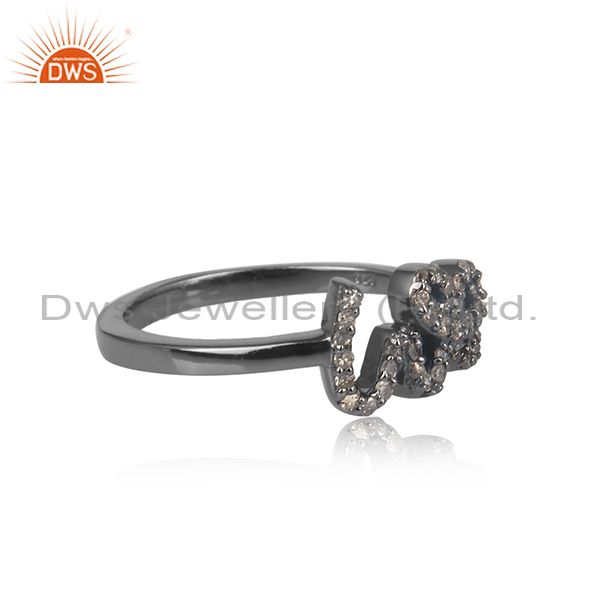 1/4 ct pave diamond we signet ring vintage style jewelry solid sterling silver