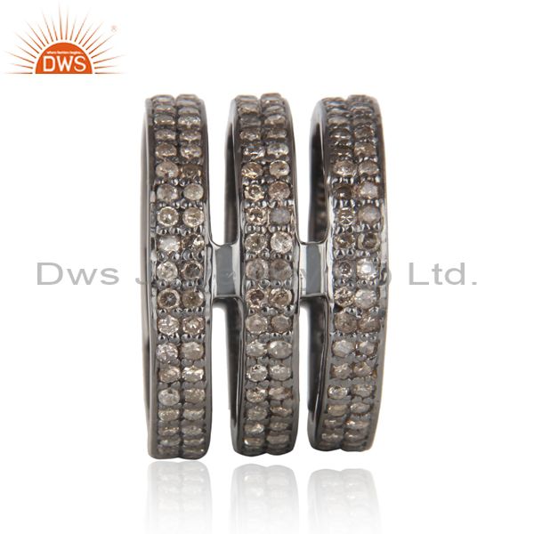 Designer of Pave diamond black rhodium plated 925 silver rings manufacturers