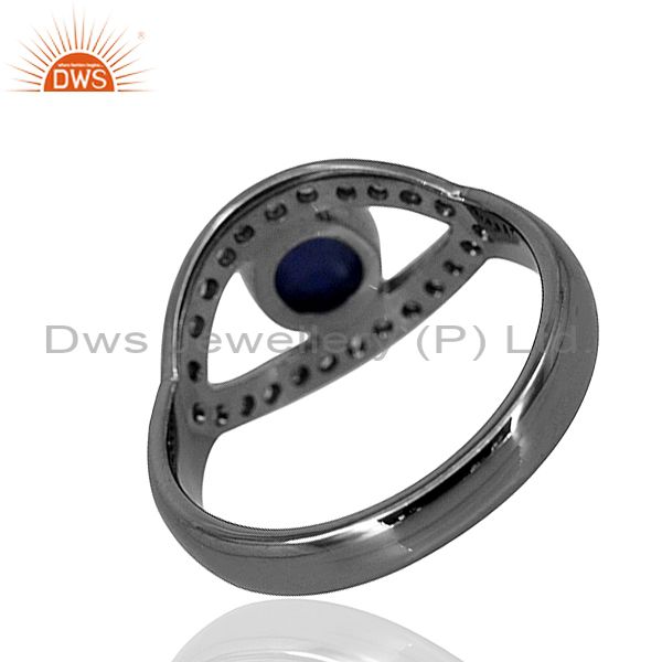 Designer of Blue sapphire 925 sterling silver evil eye designer ring gemstone jewelry us 7