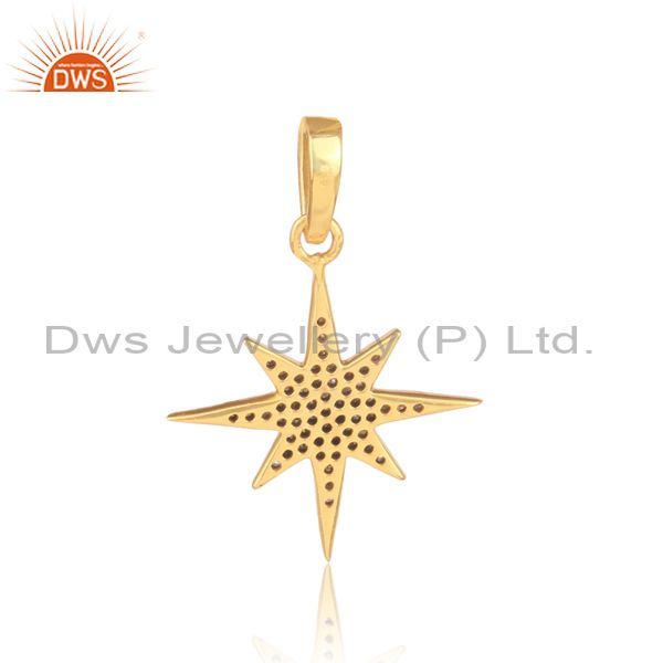 Real 0.48 ct diamond pave star design pendant sterling silver jewelry 3 pcs lot