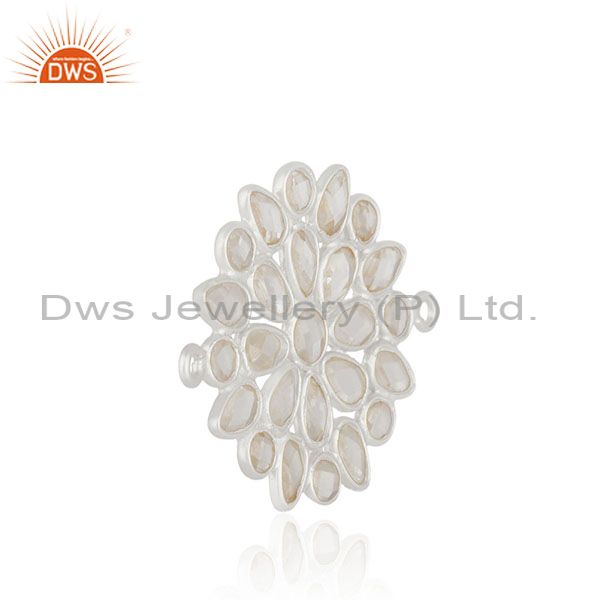 Designer of White cz solid 925 silver handmade connector jewelry findings manufacturers
