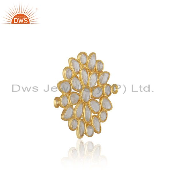 Designer of White zircon gold plated solid 925 silver connector jewelry finding manufacturer