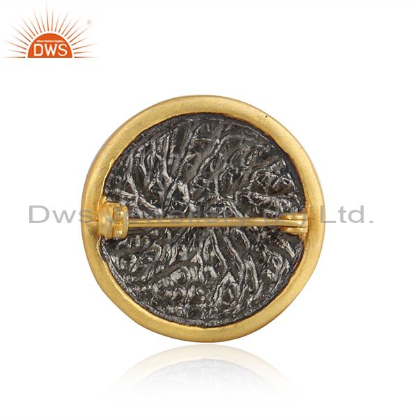Sterling Silver Gold Plated Brooch Set With Cubic Zirconia