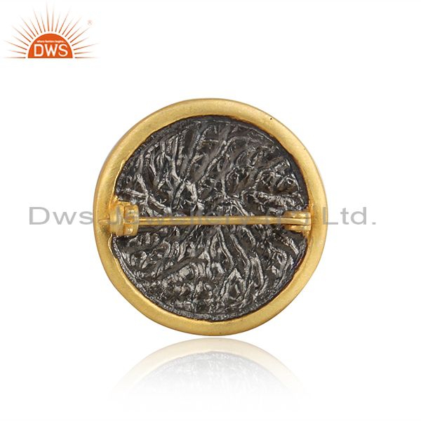 Fancy Cubic Zirconia Set Sterling Silver Gold Plated Brooch